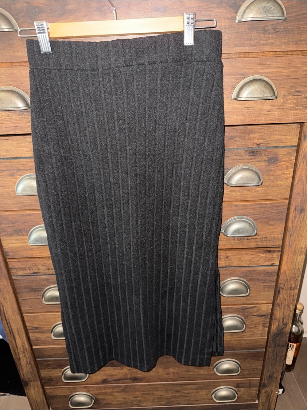 SHEIN Black Ribbed Maxi Skirt